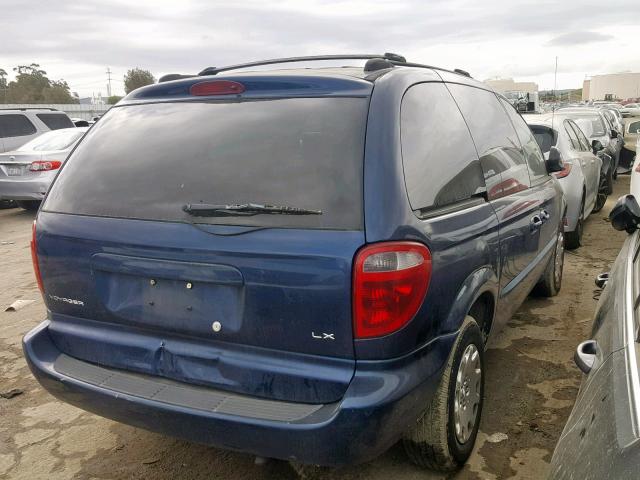 1C4GJ45G1B114834 - 2001 CHRYSLER VOYAGER LX BLUE photo 4