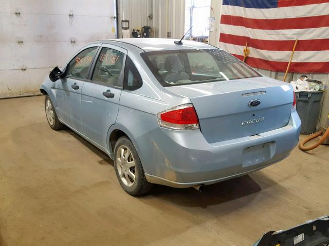 1FAHP34NX8W150119 - 2008 FORD FOCUS S/SE BLUE photo 3