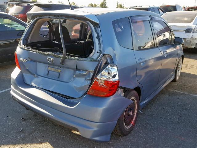 JHMGD37698S012614 - 2008 HONDA FIT SPORT BLUE photo 4