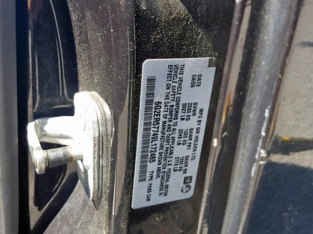 6G2ER57749L172465 - 2009 PONTIAC G8 BLACK photo 10