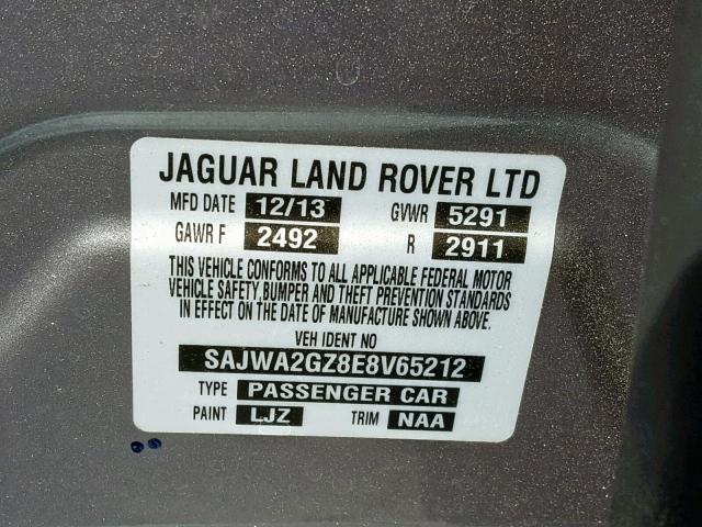 SAJWA2GZ8E8V65212 - 2014 JAGUAR XJL PORTFO SILVER photo 10