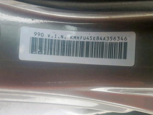 KMHFU45E84A356346 - 2004 HYUNDAI XG 350 SILVER photo 10