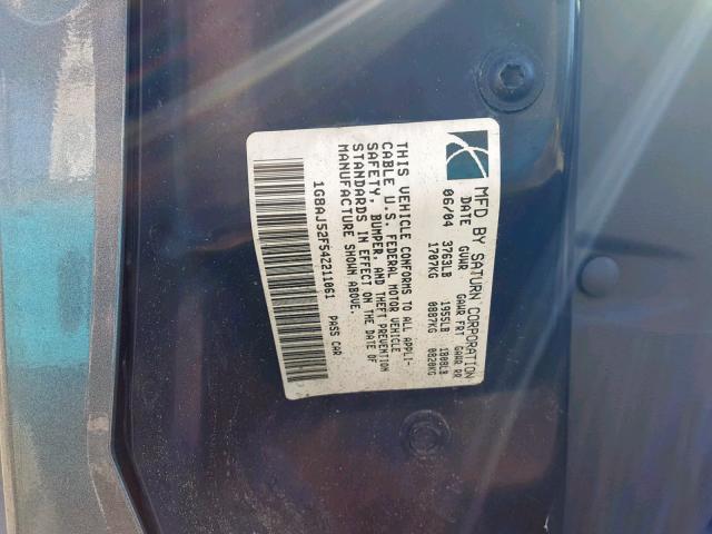 1G8AJ52F54Z211061 - 2004 SATURN ION LEVEL GRAY photo 10