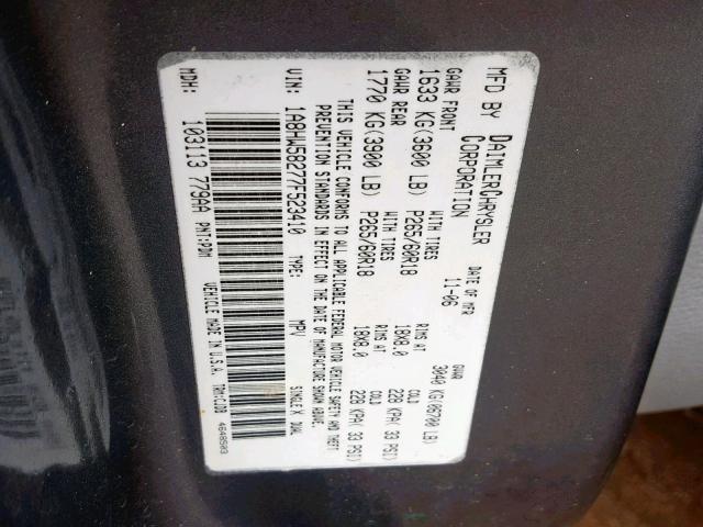 1A8HW58277F523410 - 2007 CHRYSLER ASPEN LIMI GRAY photo 10