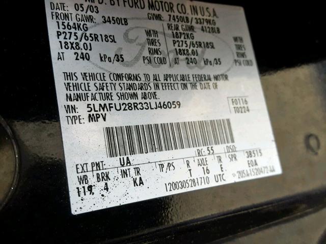 5LMFU28R33LJ46059 - 2003 LINCOLN NAVIGATOR Qara foto 10