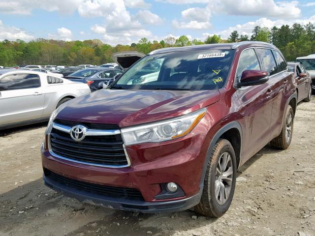 5TDKKRFH0FS064291 - 2015 TOYOTA HIGHLANDER BURGUNDY photo 2