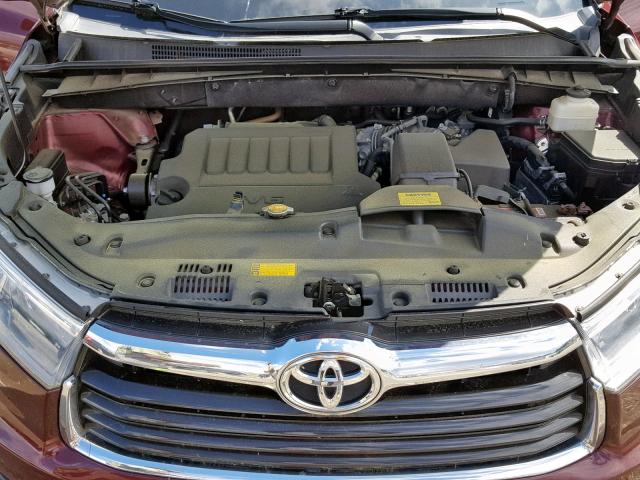 5TDKKRFH0FS064291 - 2015 TOYOTA HIGHLANDER BURGUNDY photo 7