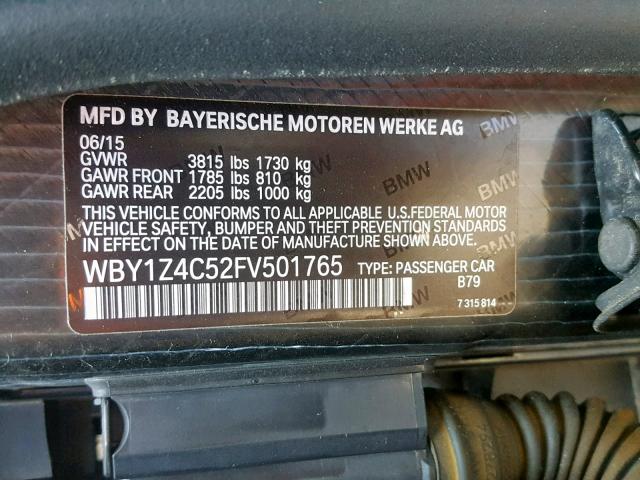 WBY1Z4C52FV501765 - 2015 BMW I3 REX BLACK photo 10