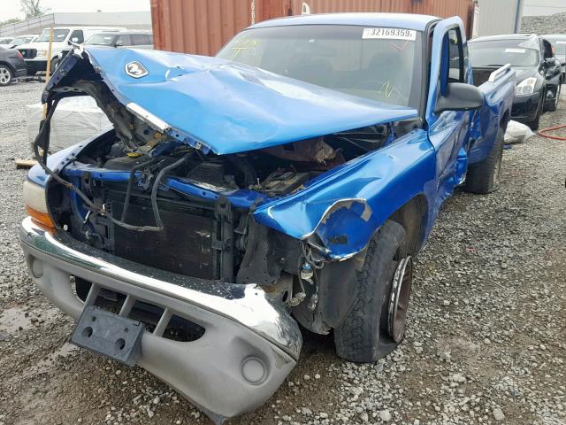 1B7GL22X3YS592702 - 2000 DODGE DAKOTA BLUE photo 2