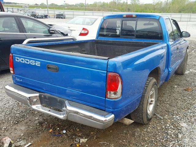 1B7GL22X3YS592702 - 2000 DODGE DAKOTA BLUE photo 4