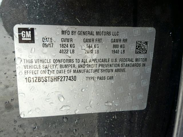 1G1ZB5ST5HF277430 - 2017 CHEVROLET MALIBU LS BLUE photo 10