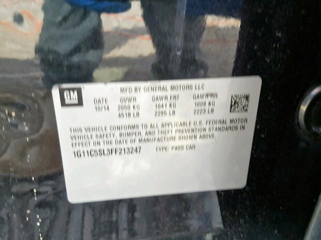 1G11C5SL3FF213247 - 2015 CHEVROLET MALIBU 1LT 黑色 照片 10
