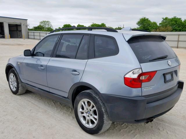 WBXPA73404WC36093 - 2004 BMW X3 2.5I BLUE photo 3