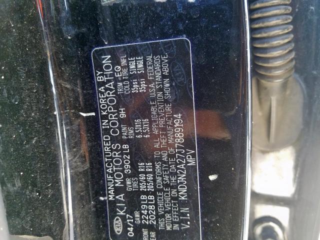 KNDJN2A27J7889194 - 2018 KIA SOUL  photo 10