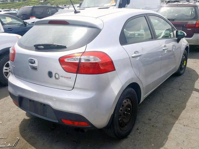 KNADN5A36E6418217 - 2014 KIA RIO EX SILVER photo 4