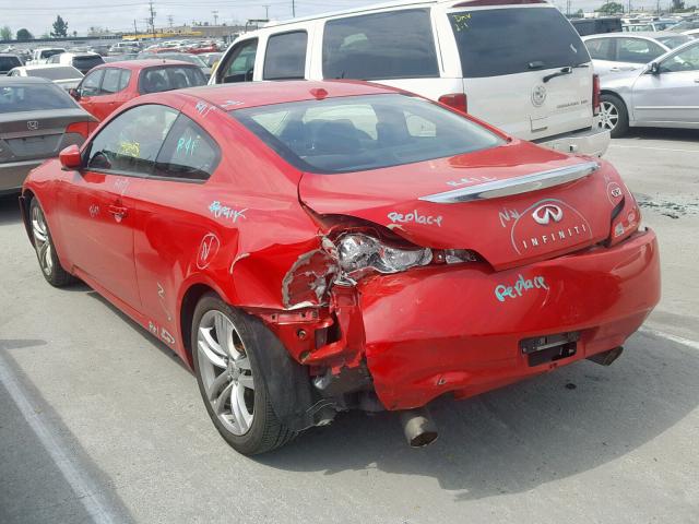 JNKCV64E69M604292 - 2009 INFINITI G37 BASE RED photo 3