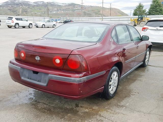 2G1WF55E029283673 - 2002 CHEVROLET IMPALA MAROON photo 4