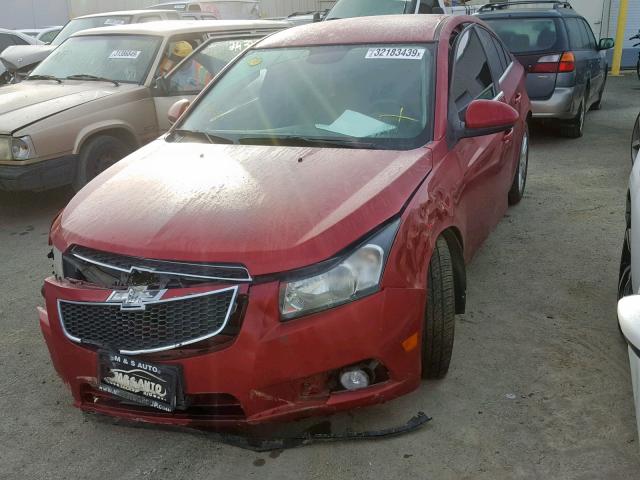 1G1P75SZ8E7195002 - 2014 CHEVROLET CRUZE BURGUNDY photo 2