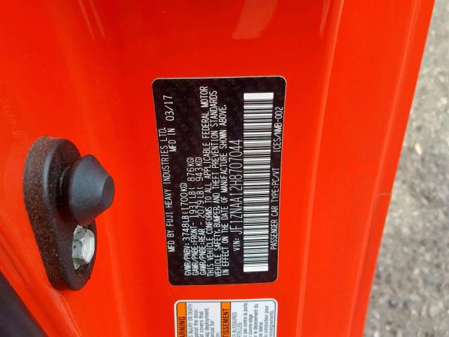 JF1ZNAA12H8707044 - 2017 TOYOTA 86 BASE ORANGE photo 10