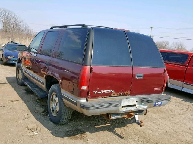 1GKEK13R7XJ803834 - 1999 GMC YUKON MAROON photo 3