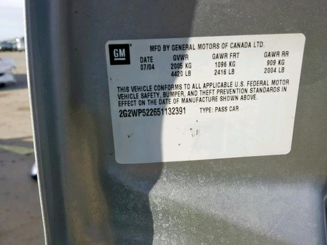 2G2WP522651132391 - 2005 PONTIAC GRAND PRIX 银色 照片 10