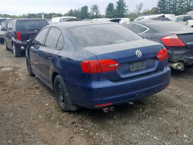 3VW2K7AJ9CM363043 - 2012 VOLKSWAGEN JETTA BASE BLUE photo 3