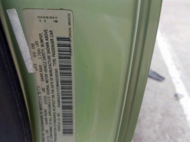 3VWRG31Y29M403090 - 2009 VOLKSWAGEN NEW BEETLE Grün Foto 10
