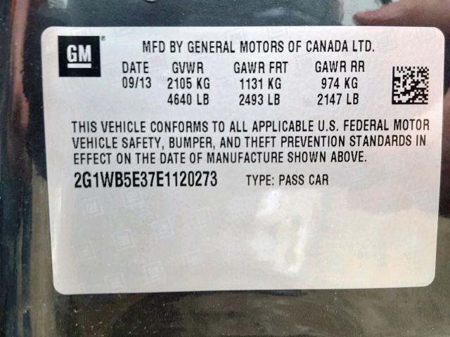 2G1WB5E37E1120273 - 2014 CHEVROLET IMPALA LIM CHARCOAL photo 10