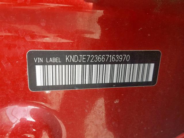 KNDJE723667163970 - 2006 KIA NEW SPORTA RED photo 10