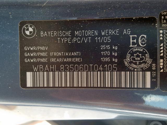 WBAHL83506DT04105 - 2006 BMW 750 I BLUE photo 10