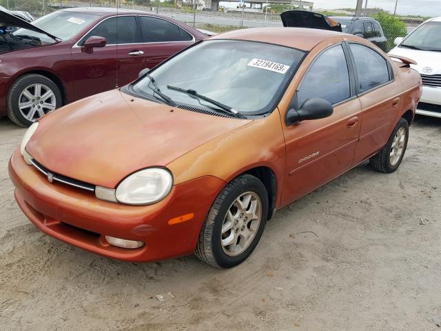 1B3ES46C2YD544336 - 2000 DODGE NEON BASE ORANGE photo 2