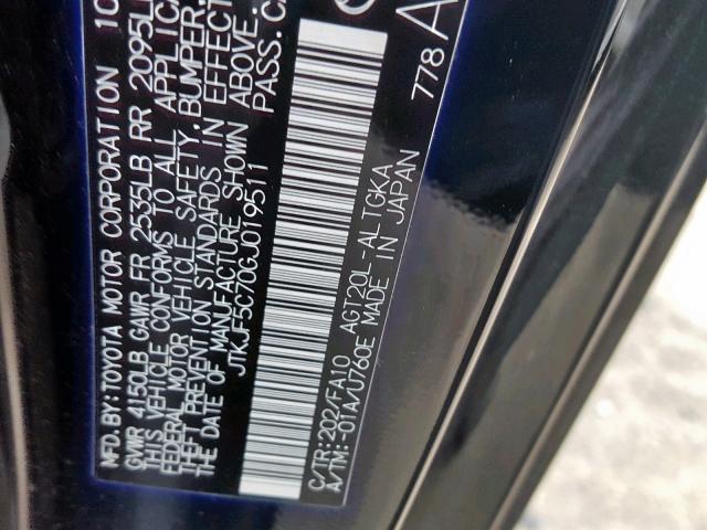 JTKJF5C70GJ019511 - 2016 TOYOTA SCION TC შავი ფოტო 10