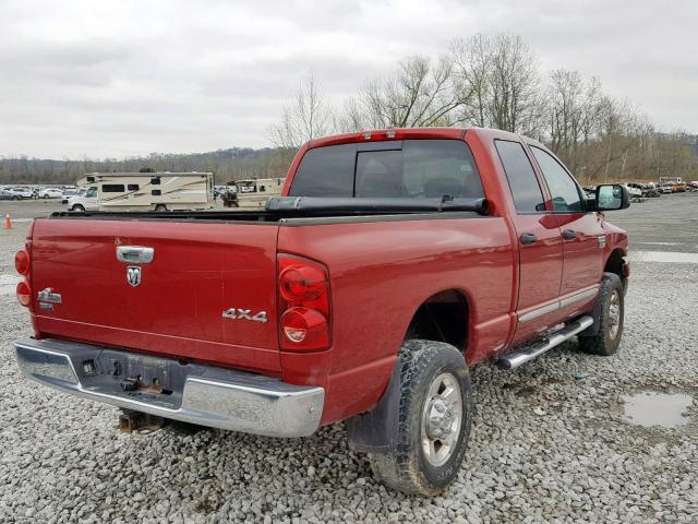 3D7KS28A38G213629 - 2008 DODGE RAM 2500 S RED photo 4