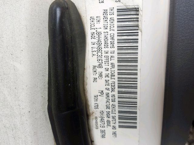 1J8HH48N86C316748 - 2006 JEEP COMMANDER თეთრი ფოტო 10