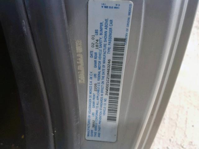 3VWDD21C21M463246 - 2001 VOLKSWAGEN NEW BEETLE Gümüş foto 10