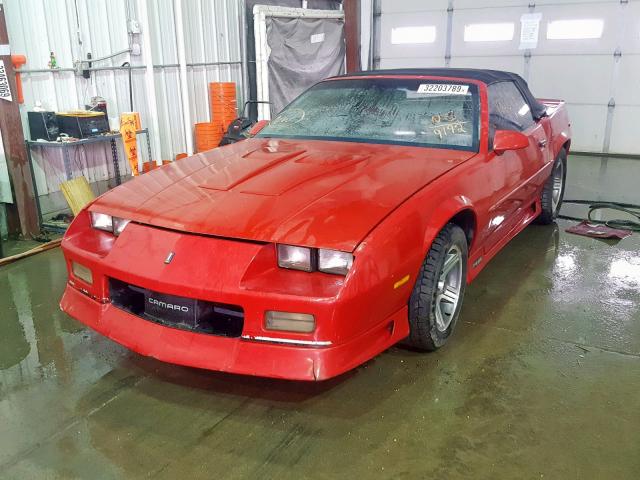 1G1FP33E1ML179192 - 1991 CHEVROLET CAMARO RS RED photo 2