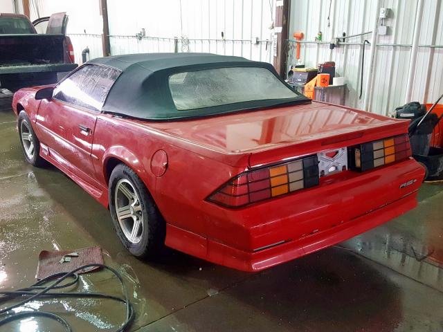 1G1FP33E1ML179192 - 1991 CHEVROLET CAMARO RS RED photo 3