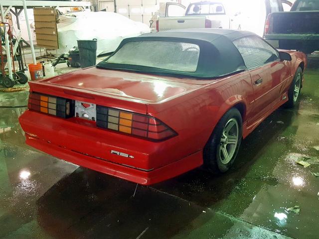 1G1FP33E1ML179192 - 1991 CHEVROLET CAMARO RS RED photo 4