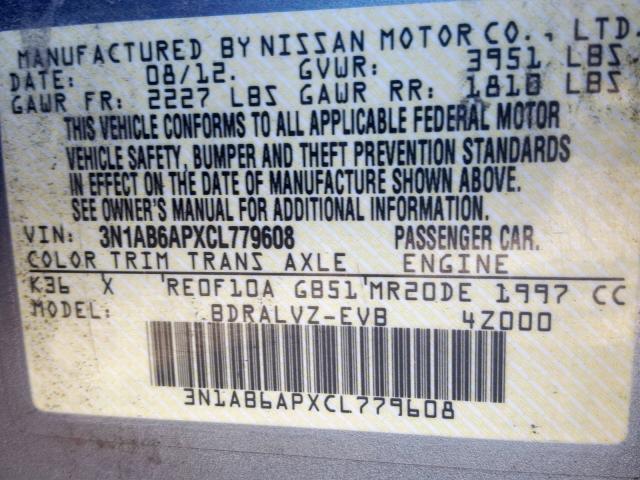 3N1AB6APXCL779608 - 2012 NISSAN SENTRA 2.0 BLUE photo 10