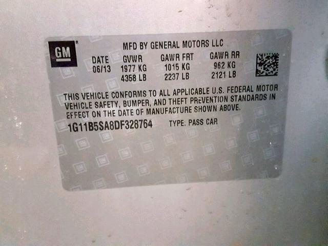 1G11B5SA8DF328764 - 2013 CHEVROLET MALIBU LS SILVER photo 10