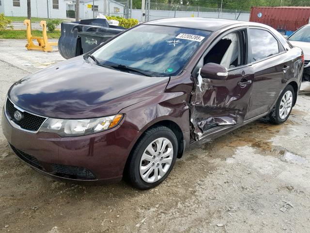 KNAFU4A25A5837043 - 2010 KIA FORTE EX BURGUNDY photo 2