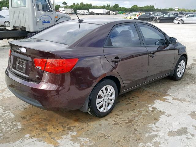 KNAFU4A25A5837043 - 2010 KIA FORTE EX BURGUNDY photo 4