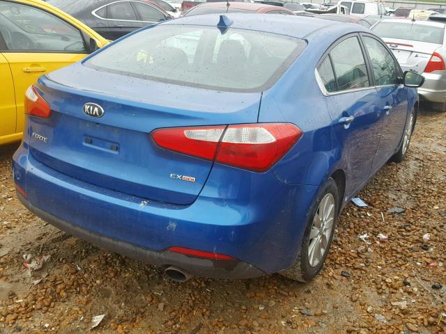 KNAFX4A89E5058245 - 2014 KIA FORTE EX BLUE photo 4