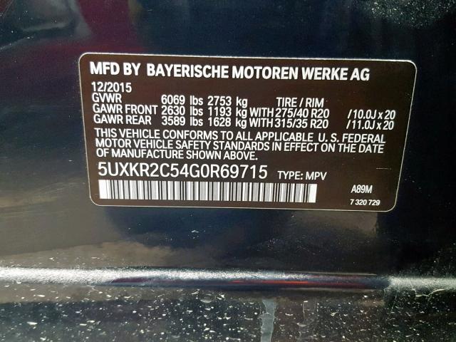 5UXKR2C54G0R69715 - 2016 BMW X5 SDRIVE3 BLUE photo 10