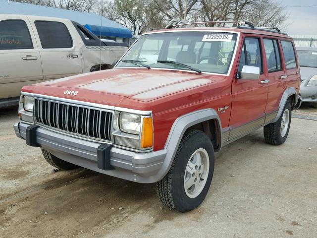 1J4FJ58S8ML625867 - 1991 JEEP CHEROKEE L MAROON photo 2