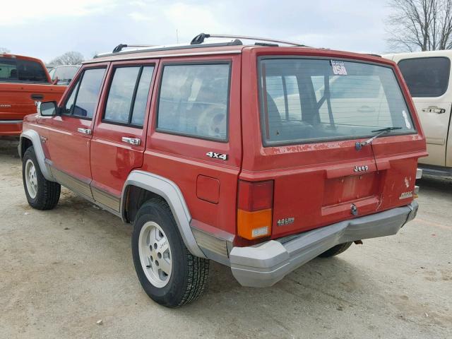 1J4FJ58S8ML625867 - 1991 JEEP CHEROKEE L MAROON photo 3