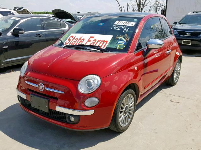 3C3CFFCR5CT117772 - 2012 FIAT 500 LOUNGE RED photo 2