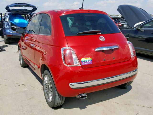 3C3CFFCR5CT117772 - 2012 FIAT 500 LOUNGE RED photo 3