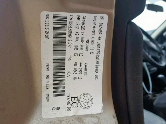 1C3EL56RX6N161777 - 2006 CHRYSLER SEBRING TO GOLD photo 10