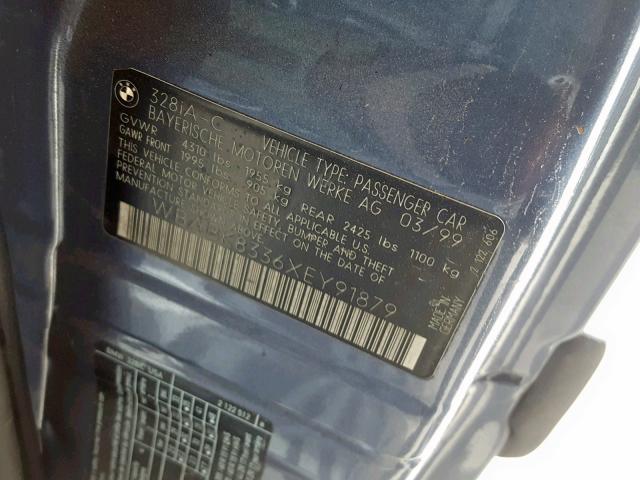 WBABK8336XEY91879 - 1999 BMW 328 IC AUT BLUE photo 10